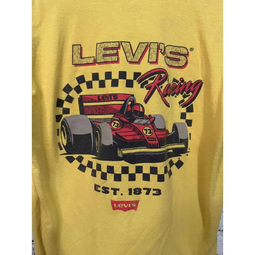 Levi's Racing Yellow Relaxed Fit Cotton T-Shirt Size Small‎